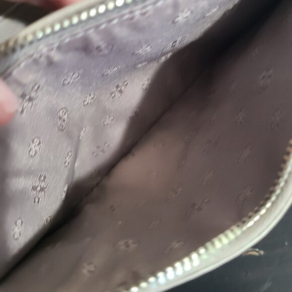 Tory Burch Flap Crossbody Gray Leather Chain Link Strap - Picture 9 of 11